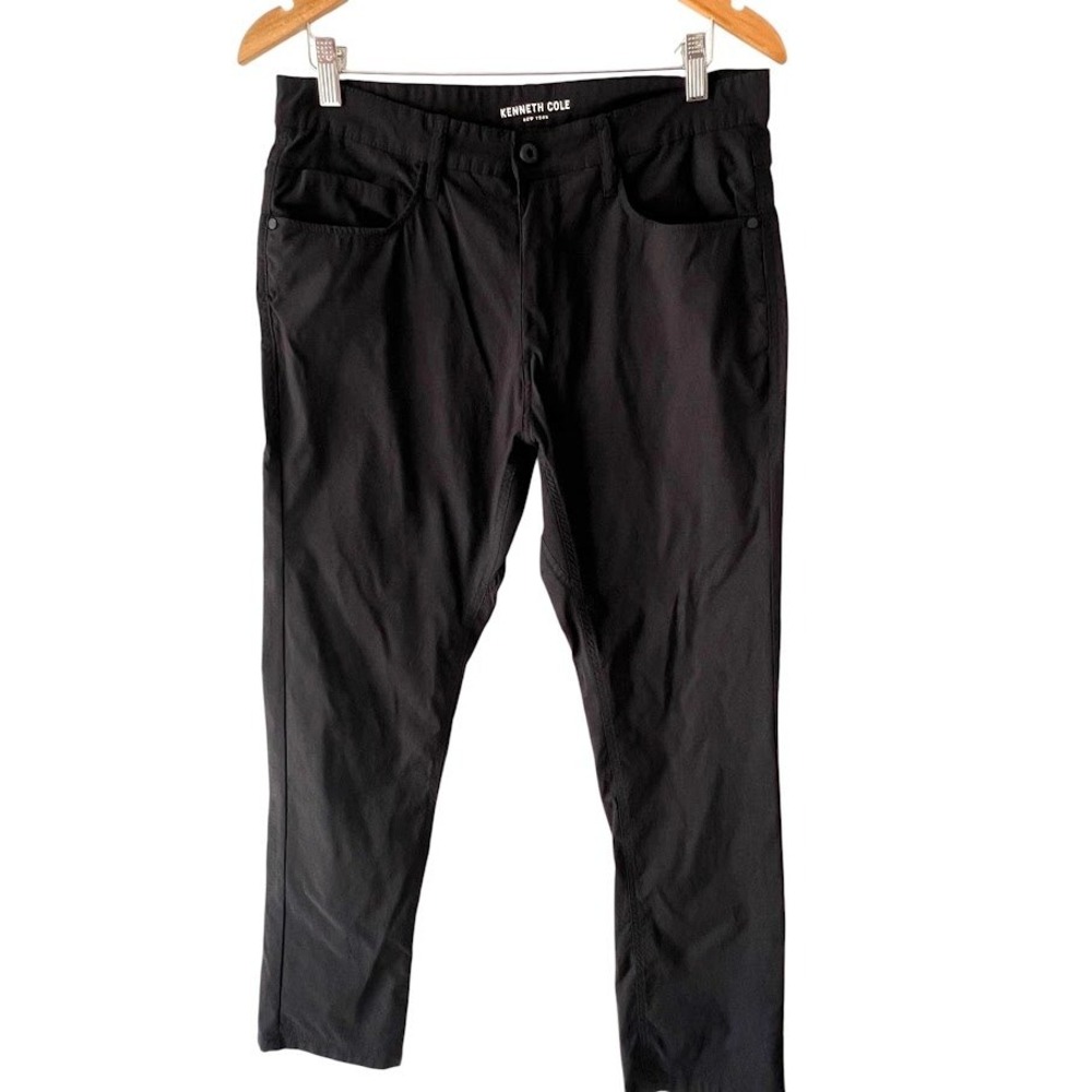 Kenneth Cole New York Tech Pants Mens 34x30 Black 5-Pocket Slim Chino Utility
